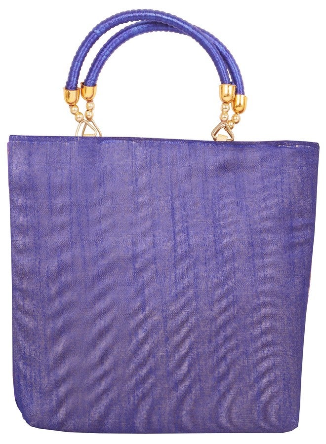 Indtresor beaded handcrafted brocade evening purse handbag vintage party wedding gift for women. Blue Gold - Image 5